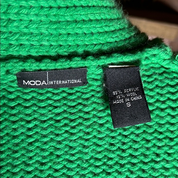 MODA Intl. Green Women's Moto-Inspired Knit Cardigan w/ Asymmetric Zip - Picture 9 of 9